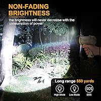 Vista 2 de YIERBLUE Rechargeable Spotlight Flashlight with 1000000 High Lumen LED, IP67 Waterproof Long Running Spot Light searchlight, Impact Resistant