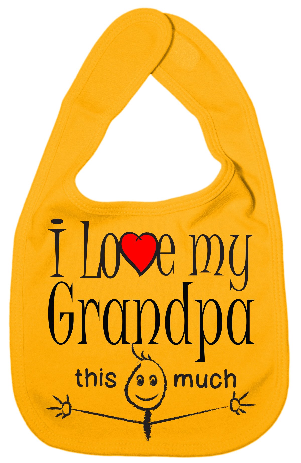 Image is Everything IiE, I Love My Grandpa This Much, Grandson Granddaughter Baby Unisex Soft Cotton Feeding Bib, Yellow — image 1
