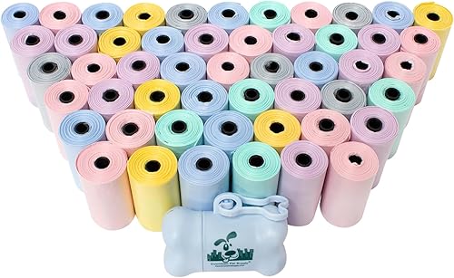Downtown Pet Supply 1000 bolsas de basura perfumadas de lavanda para perros con dispensador de bolsas de excremento de perro, a prueba de fugas,