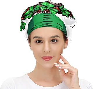 Cappello da donna per capelli lunghi con fascia elastica regolabile da lavoro per uomo Lavoro testa sciarpa 3D stampati cappelli irlandesi celtico leprechaun cranio trifoglio