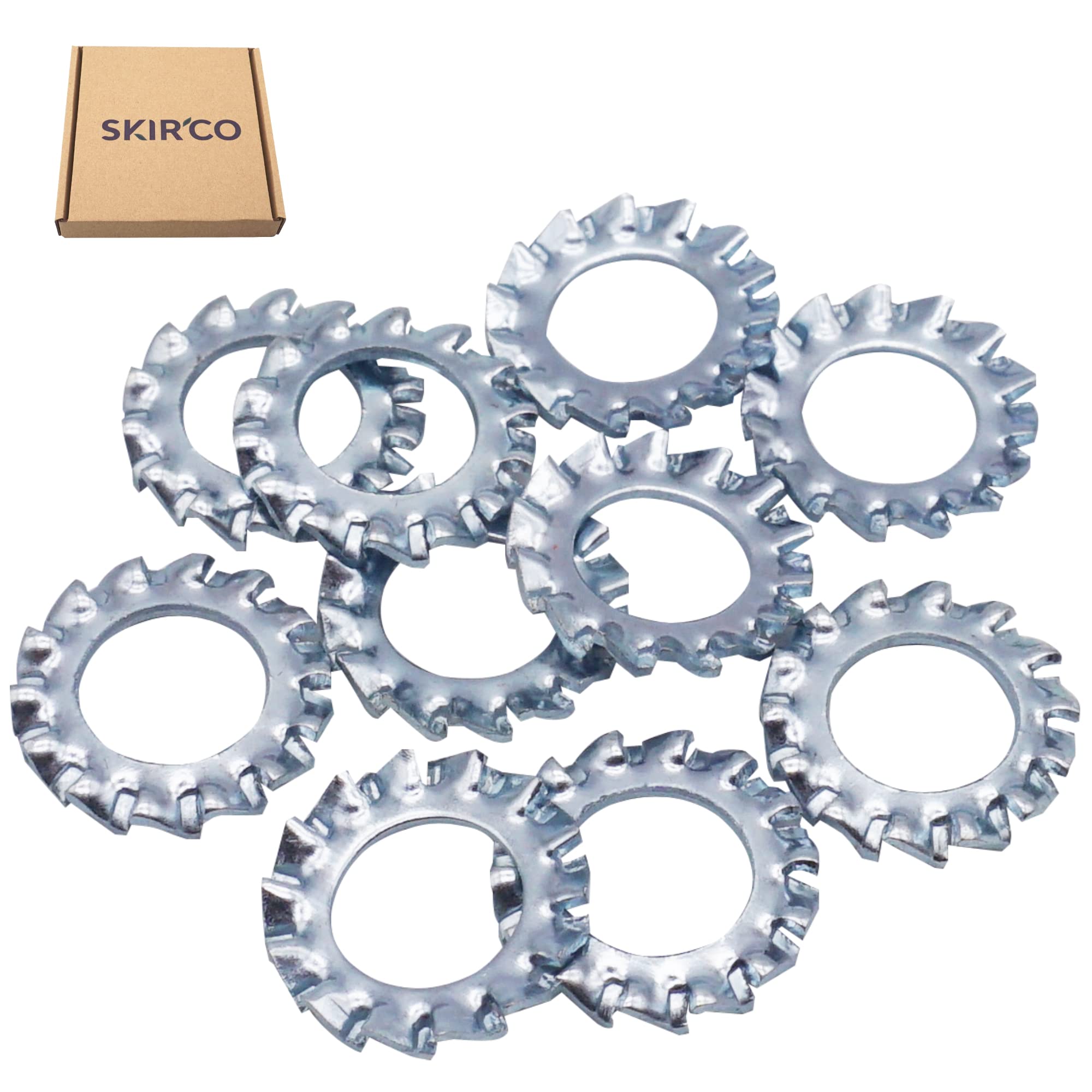 SKIR'CO (50 pcs) Zinc Plated Serrated Lock Washers M8, External Locking Washers, DIN 6798A Washers - Image 2