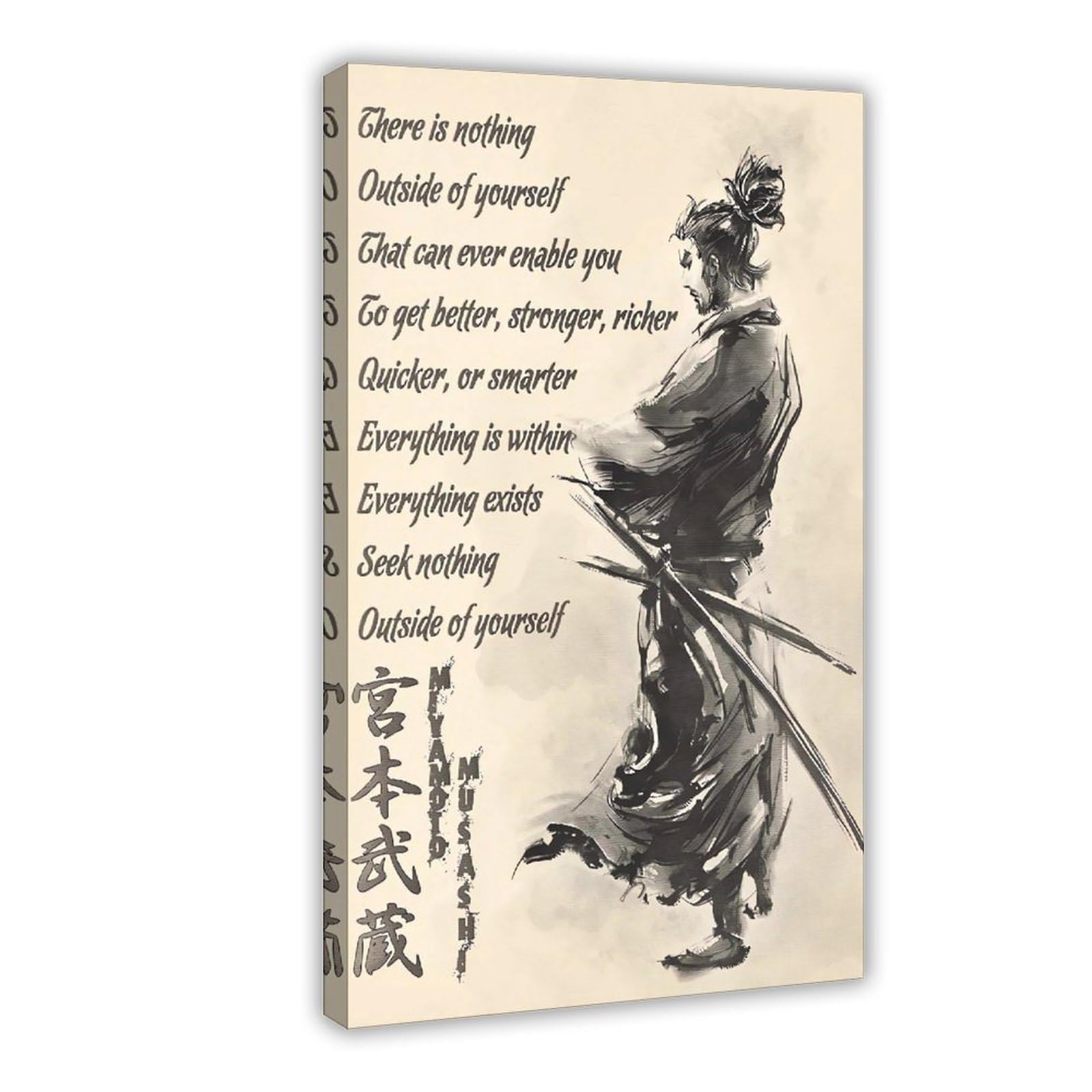 Qnvjqkdsi Frame Japanese Samurai Miyamoto Musashi Quote (1) Canvas Poster Bedroom Decor Landscape Office Room Decor Gift 24" L X 36" W
