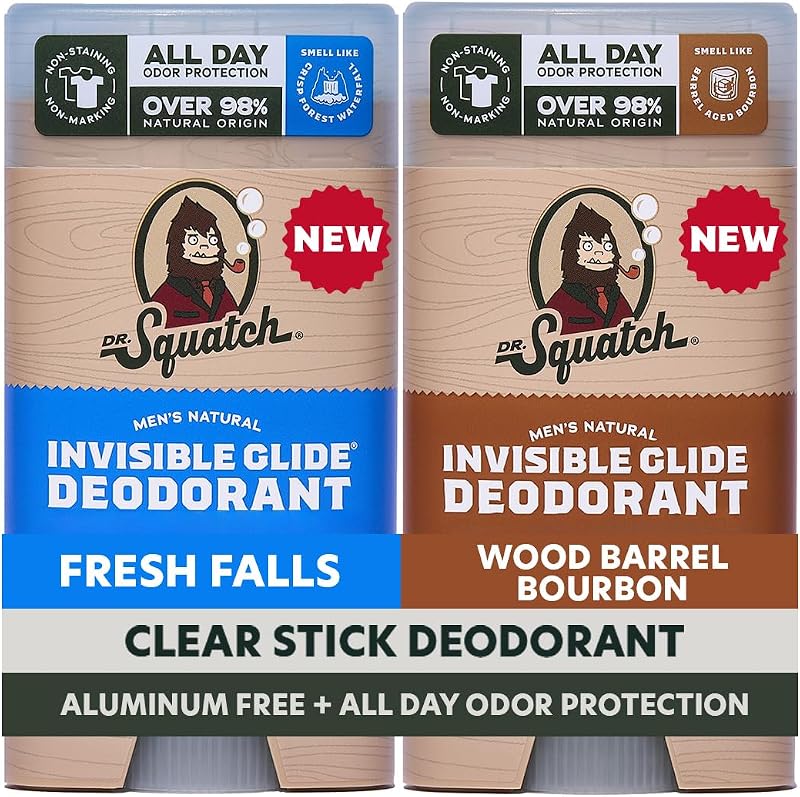 Desodorante masculino Dr. Squatch Invisible Glide sem alumínio, Pacote com 2