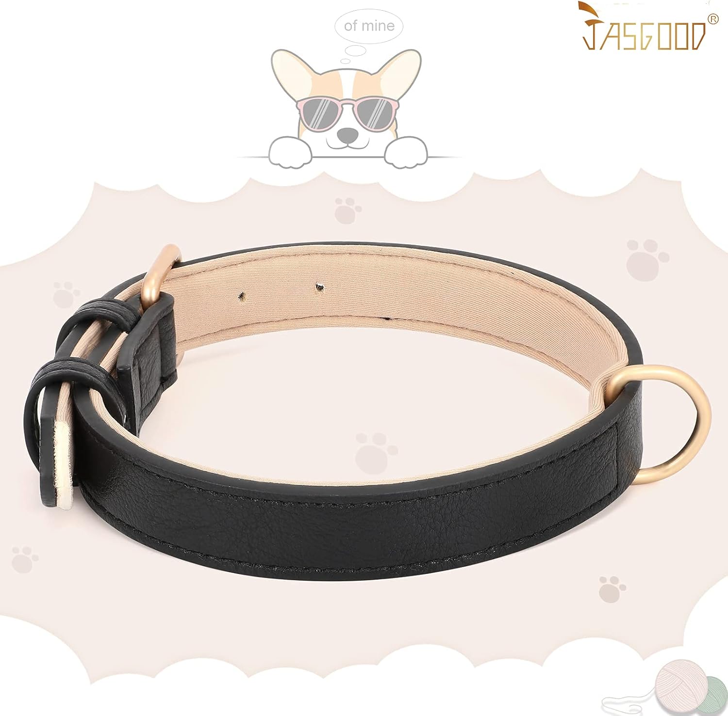 JASGOOD Leather Dog Collar for Small Medium Large Dog Adjustable Soft Leather Padded Puppy Collar with Alloy Buckle Heavy Duty Waterproof Dog Pet Collar - Image 4