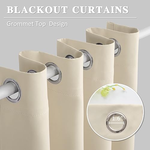 Miniatura 3 de MAIHER Cortina blackout extra larga de 144 pulgadas para sala de estar, ojales en la parte superior, cortina de 2 pisos de 12 pies de largo para