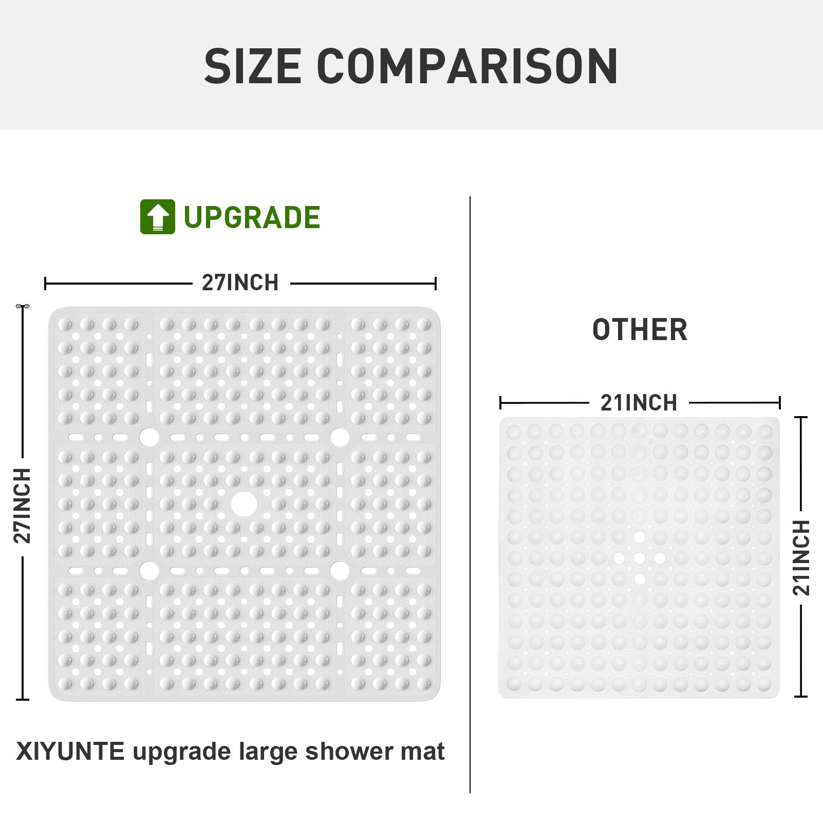 XIYUNTE Alfombrilla de Ducha Cuadrada Grande Antideslizante Antideslizante – 70 x 70 cm, Alfombrilla de Ducha Antideslizante Extragrande para Ducha Interior, Alfombrilla de Ducha Antideslizante para