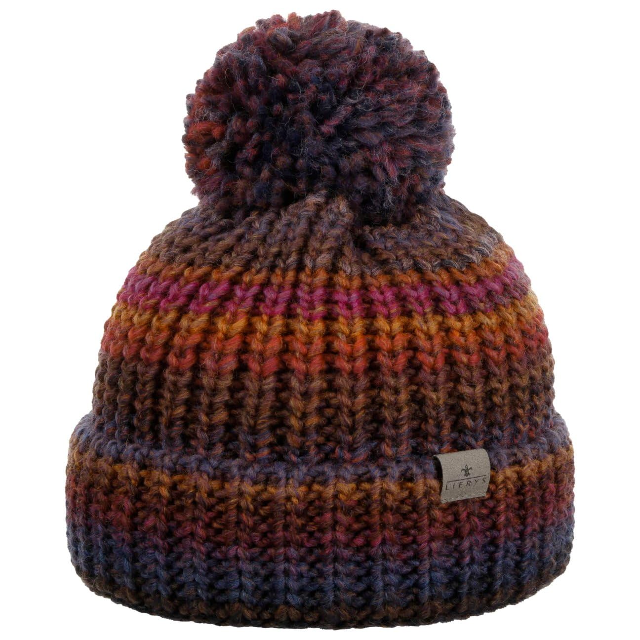LIERYS Finja Bommelmütze Strickmütze Damen Made in Germany Pudel-wintermütze Schurwolle Beanie Herbst/Winter