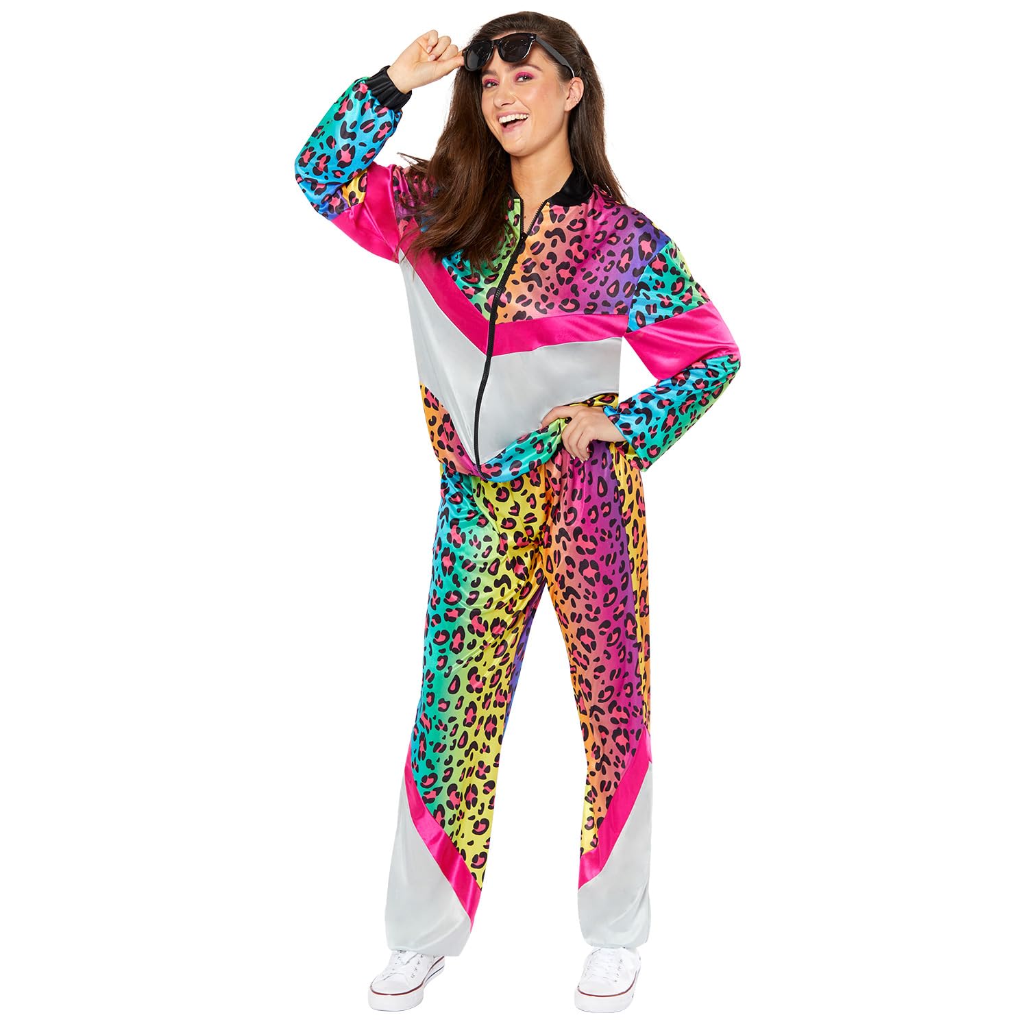 Amscan 9919053 - Unisex 1980's Neon Animal Print Shell Suit Adults Fancy Dress Costume Size: Small
