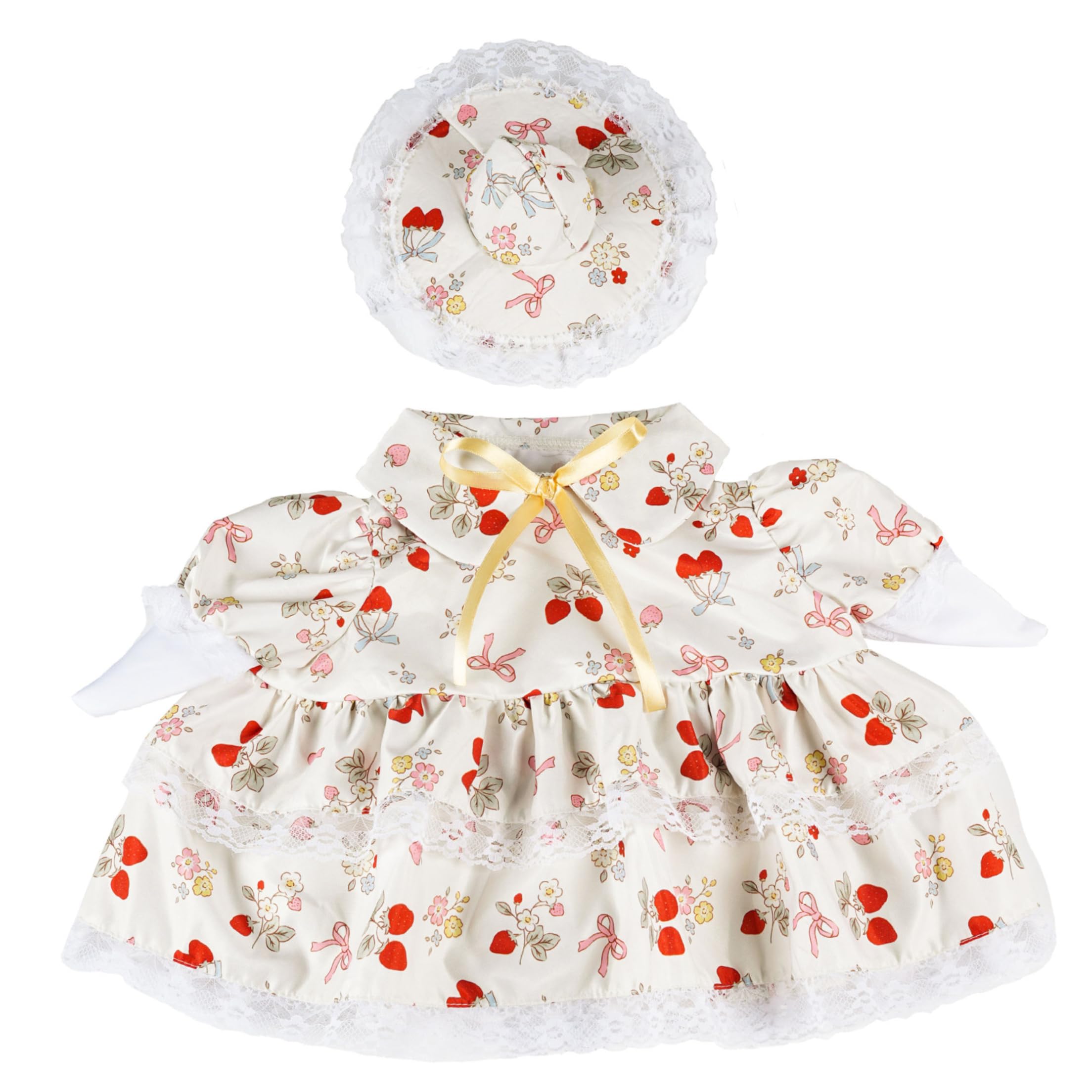 Ginwrek Gooses Clothes Porch Geese Outfits, 23 Inch Gooses Clothes with Lace & Bow Strawberry Design White Polyester Dress For Yard Festival Decor