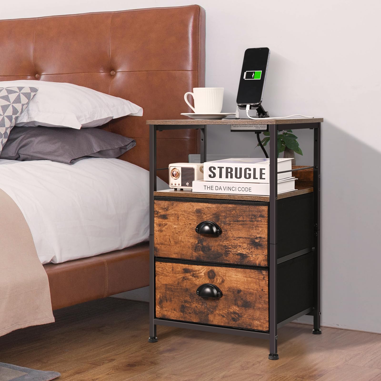 Comodino a 3 cassetti, comodino a 3 ripiani con spazio di archiviazione, armadietto per camera da letto e soggiorno | SHEIN ALIA