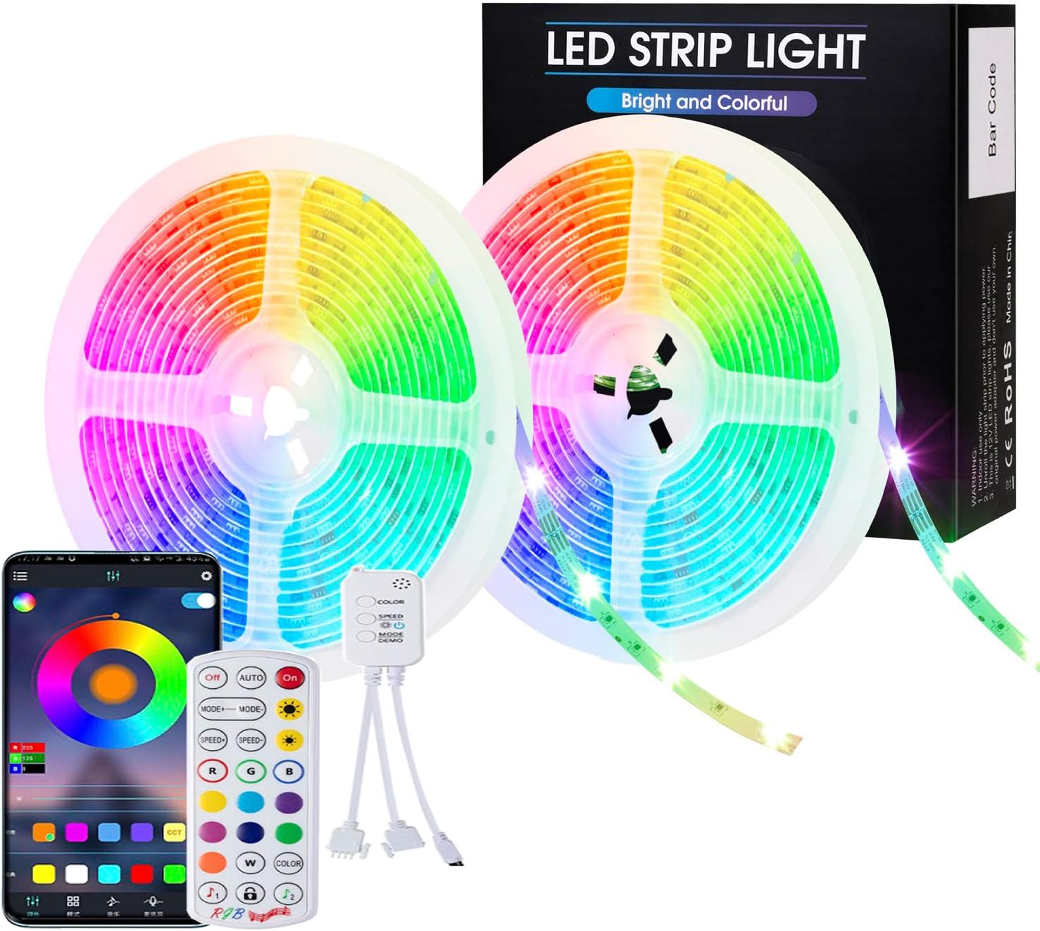 LED Strip Lights 20M, Phattopa Bluetooth Music Sync Lighting Strips Kit ...