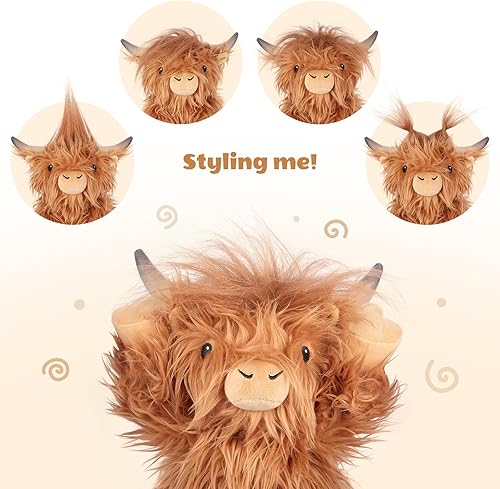 Miniatura 6 de Peluche de vaca de las Highlands calentable y enfriable, peluche de vaca microondable con almohadilla térmica para el dolor menstrual, peluche de