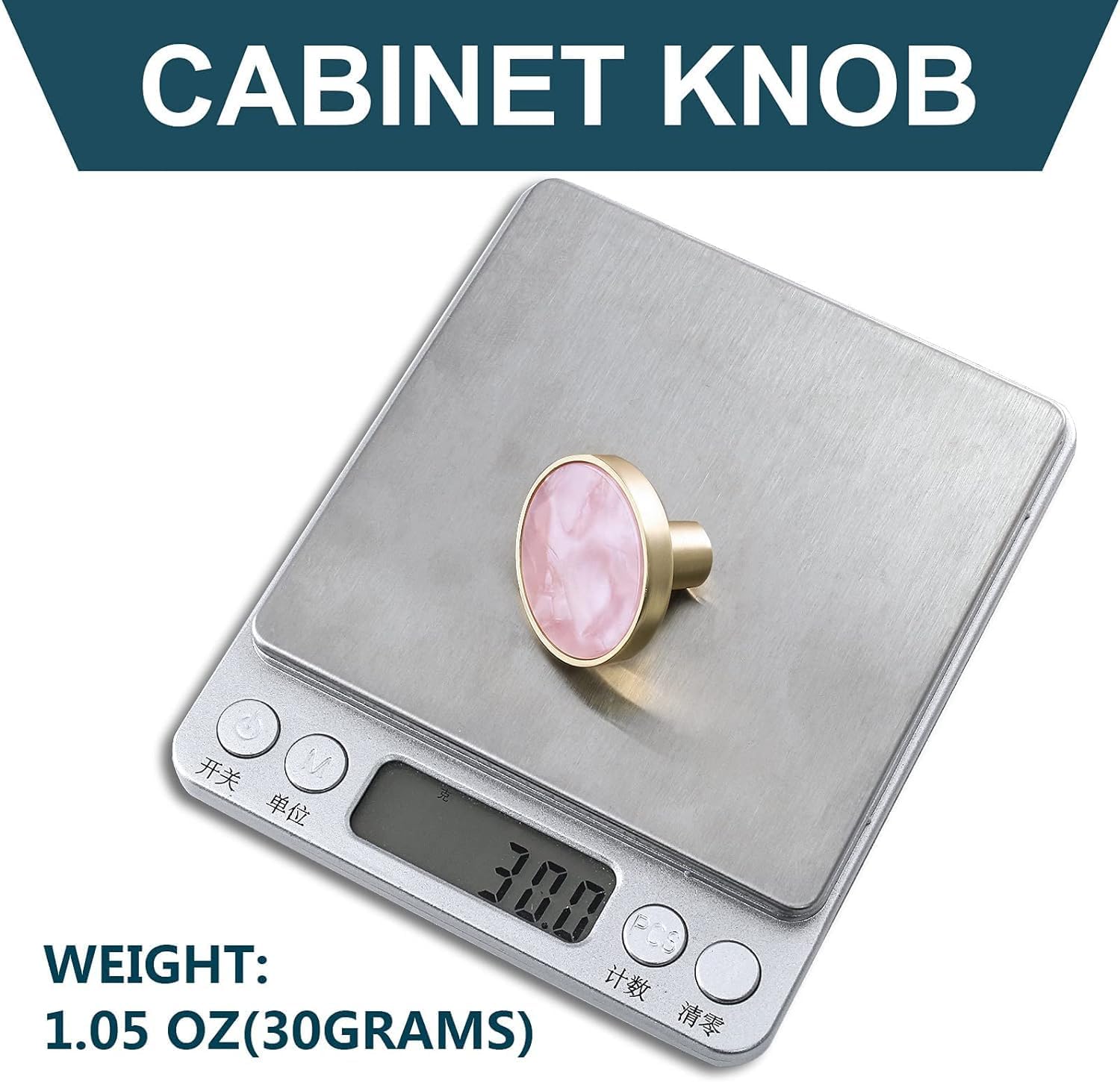 25 Pack Gold Knobs for Dresser Drawers, Brass Dresser Knobs Round Cabinet Knobs for Kitchen Cabinet Cupboard Door Decorative Furniture Hardware, 1-1/4" Diameter, Pink