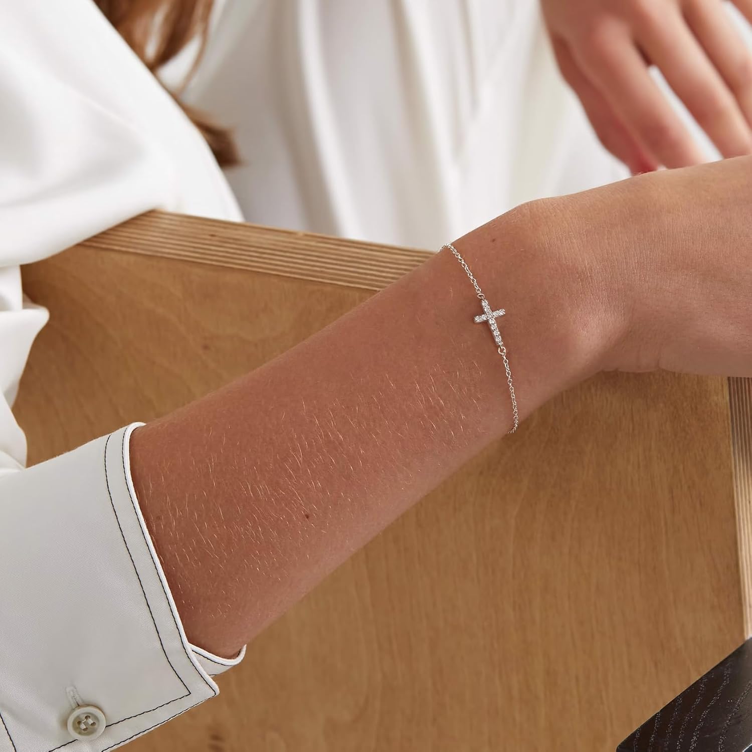 Tewiky Waterproof Gold Bracelets for Women Non Tarnish - Dainty Stack 14K Gold Plated/Sterling Silver Chain Bracelets Set Adjustable Trendy Jewelry for Women - Image 2