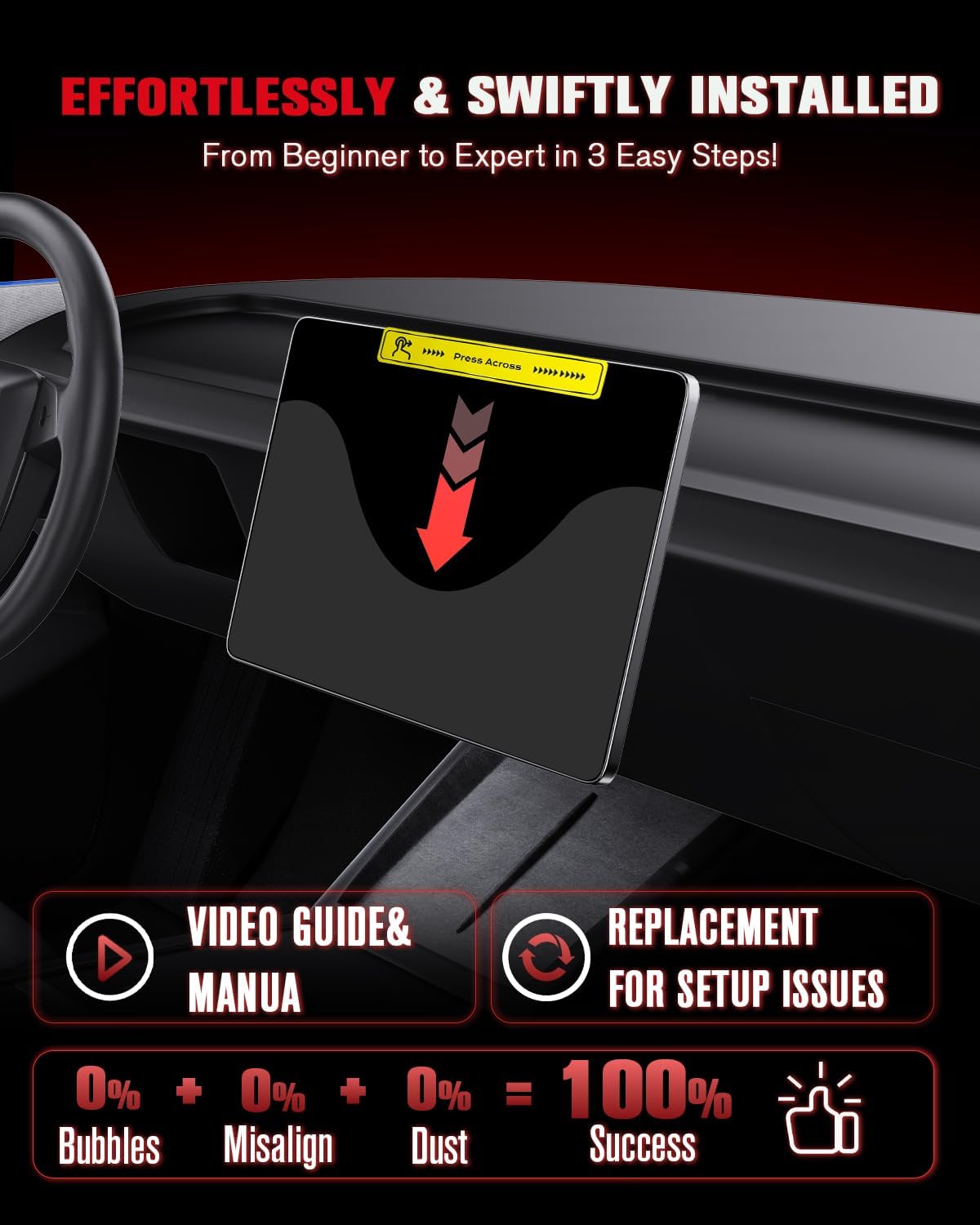 For VW Volkswagen Tiguan 2025-2026 15 Inch Glossy Screen Protector - [More Clear& Smooth] - 9H+ Tempered Glass - Mounting Frame One-Pull Installation