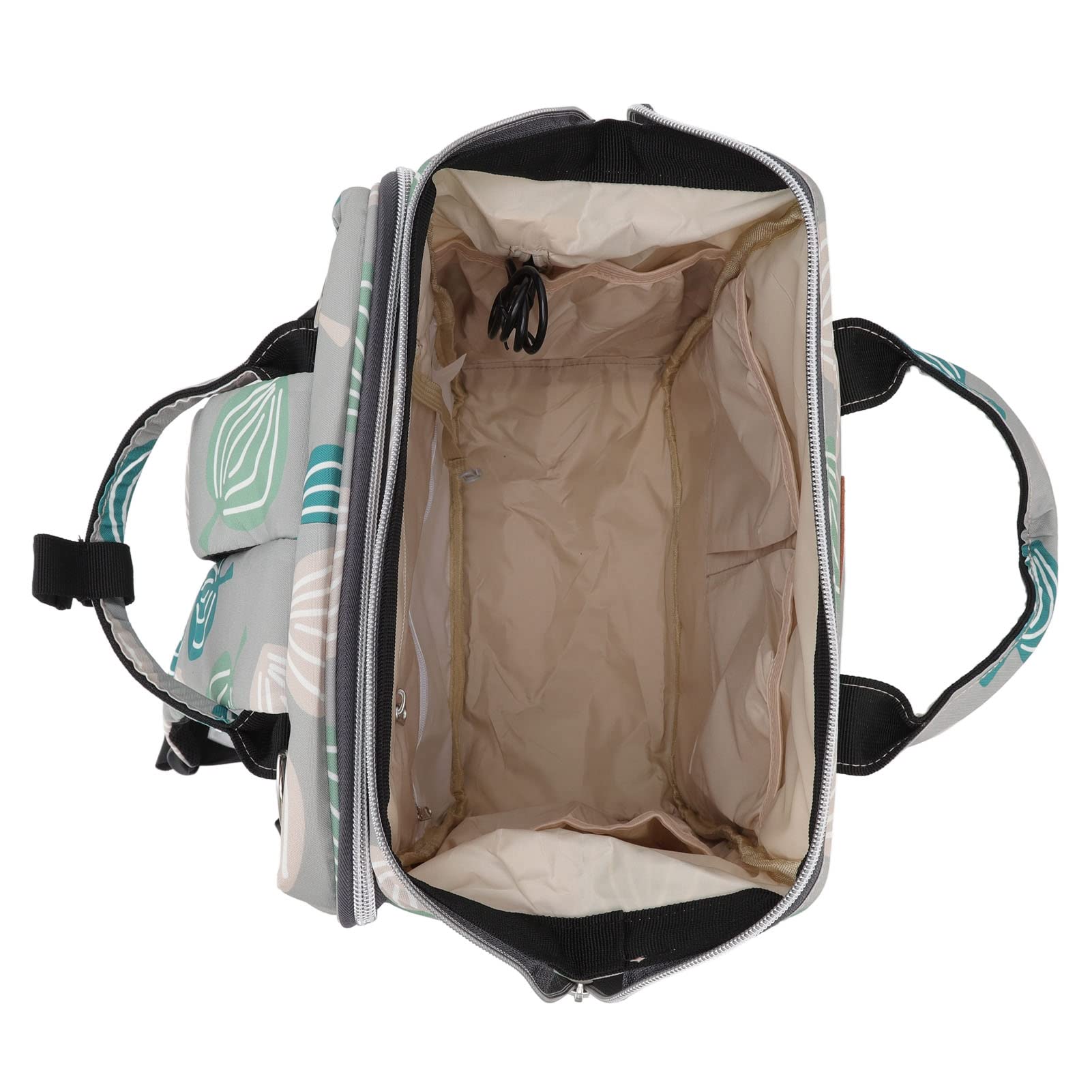 Borsa per il cambio del pannolino, zaino portatile per la culla con grande capacità di 20 litri, design multifunzionale e pieghevole, ideale per mamme e papà in viaggio con bambini (Modelli di foglie