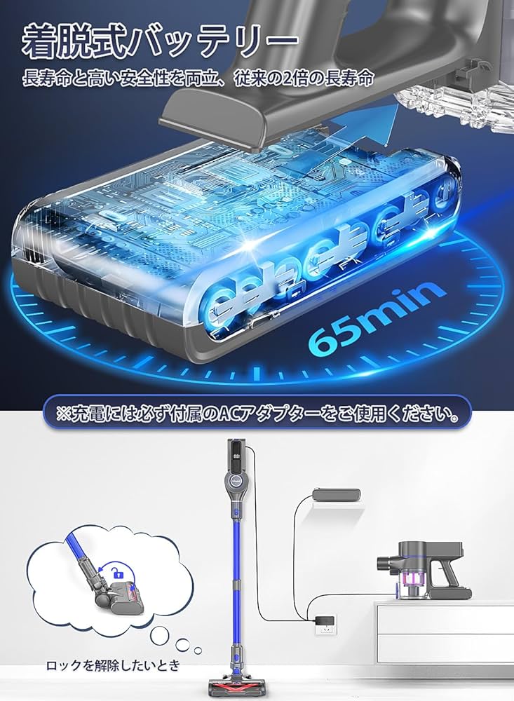 Amazon | 掃除機 コードレス【2025超強力吸引55000Pa】スティック
