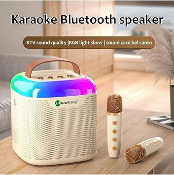 Karaoke Bluetooth Hoparlör – Kablosuz, Rgb Işıklı, 2 Mikrofonlu, Taşınabilir Eğlence Sistemi