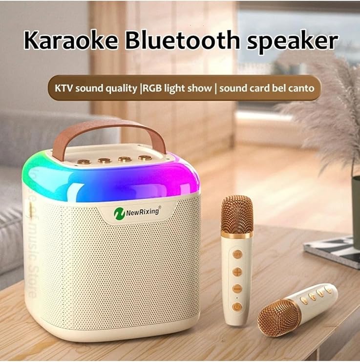 Karaoke Bluetooth Hoparlör – Kablosuz, Rgb Işıklı, 2 Mikrofonlu, Taşınabilir Eğlence Sistemi
