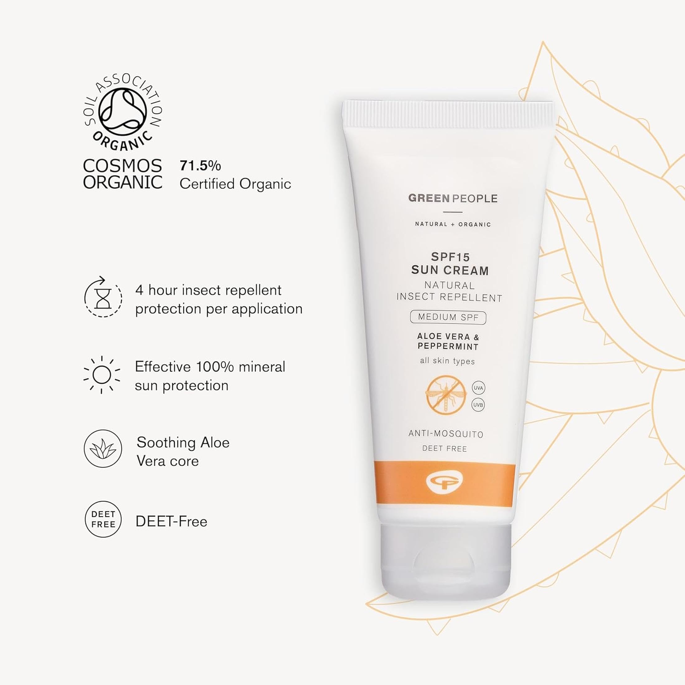 Green People SPF15 Sonnencreme mit Insektenschutzmittel, 100ml