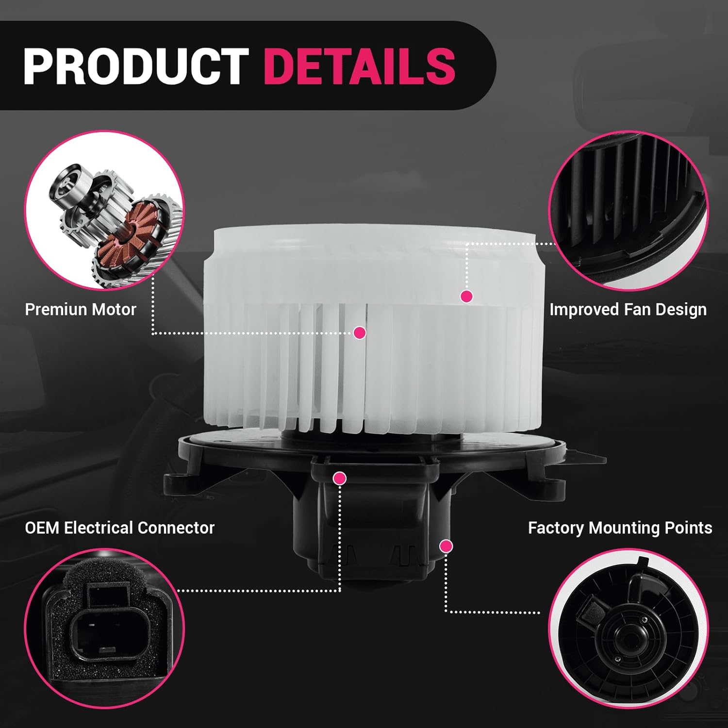 700216 Front AC Heater Blower Motor Fan Compatible with 2008-2017 Dodge Grand Caravan Durango,Chrysler Town&Country 08-16,Jeep Grand Cherokee 11-17,Blower Motor Replacement OE:68079477AB