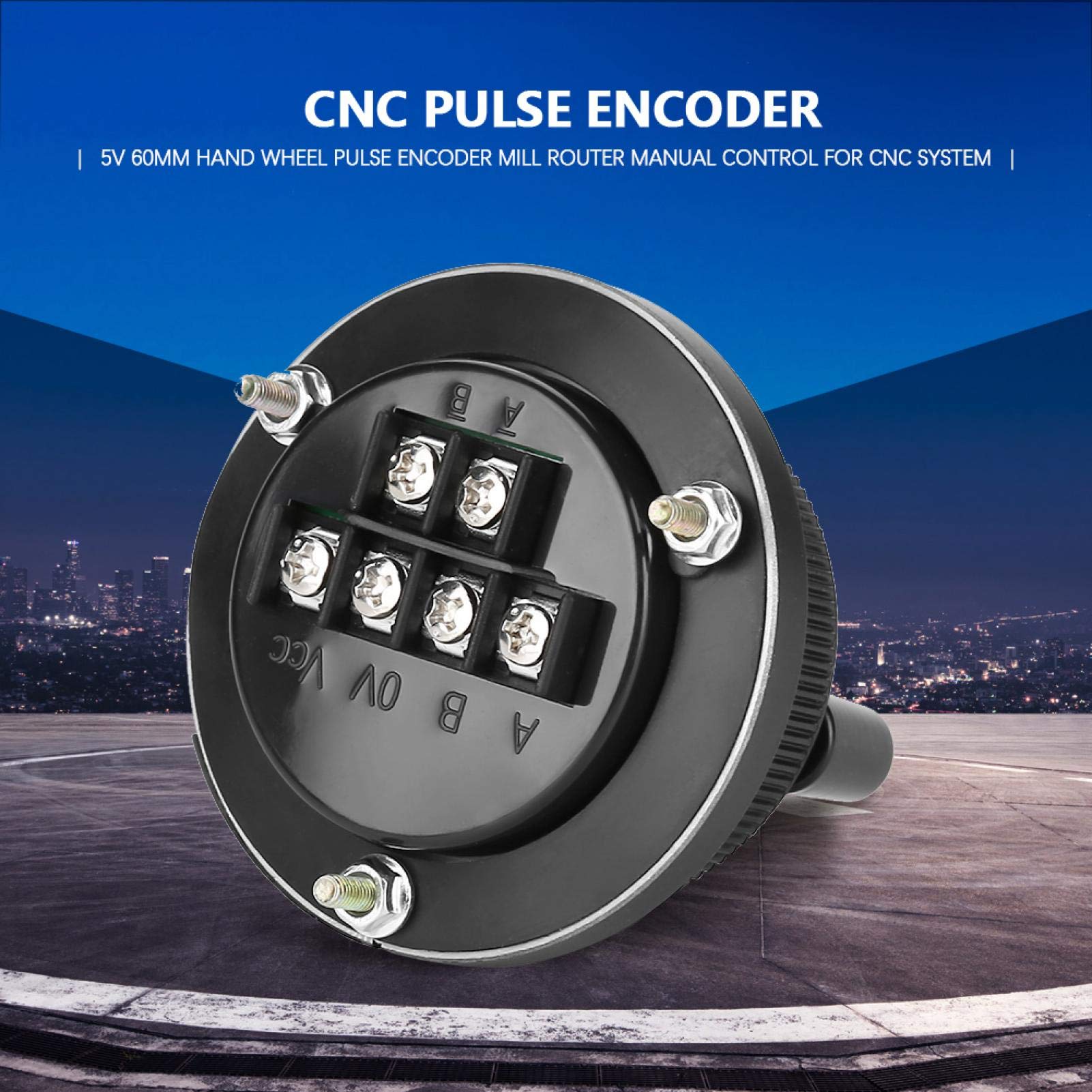 Encodeur d'impulsion CNC, générateur d'impulsions, encodeur d'impulsion 5V 60MM roue à main encodeur d'impulsion routeur de moulin contrôle manuel pour système CNC(noir)