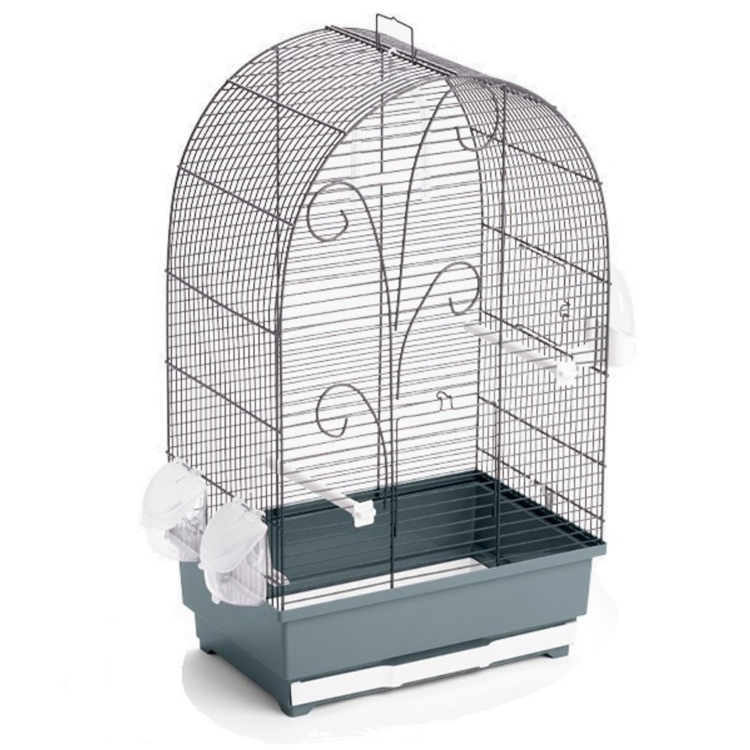 Pet's Market Gabbia Lisa Uccelli e piccoli Volatili 40x27x61h cm Mangiatoi Posatoi Beverini Vaschetta Estraibile (Grey)