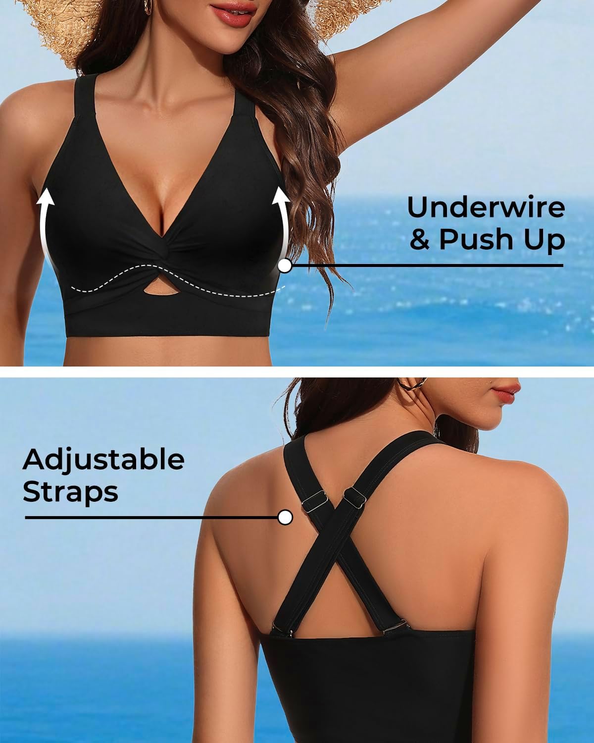 Women Underwire Bikini Top Only - Push Up Swimsuit Top Large Bust Bathing Suit Tops 2025 Supportive Swim Tops - Image 4