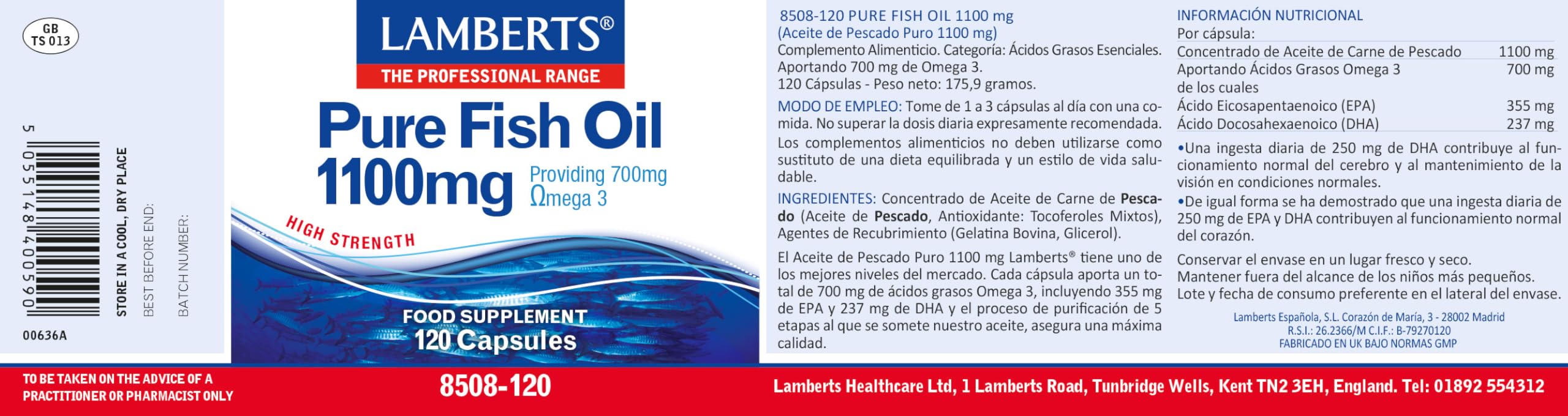 Lamberts Pure Fish Oil 1100mg - 120 Caps