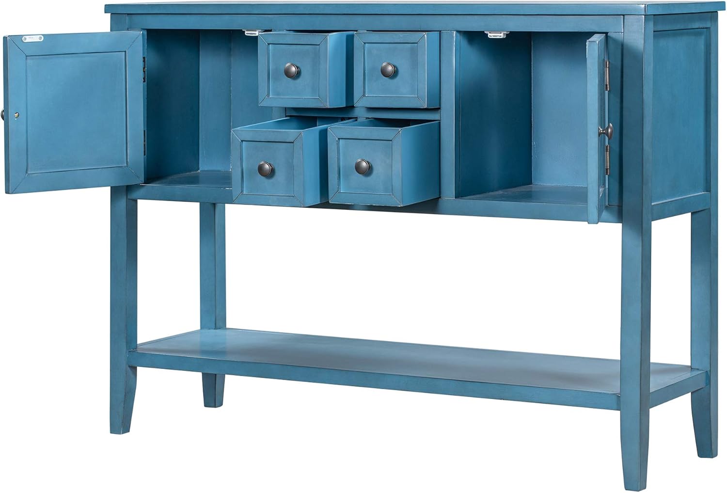 P PURLOVE Console Table Buffet Sideboard Sofa Table with Storage Drawers Cabinets and Bottom Shelf (Navy) : Home & Kitchen