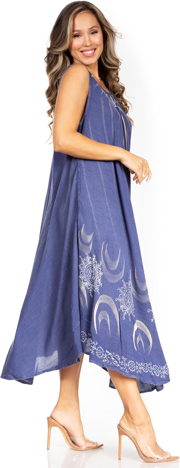 Sakkas Starlight Fourth Women's Tie Dye Caftan Tank Dress/Cover Up Beach Kaftan - Image 4