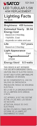 Miniatura 7 de Satco S21344/06 - Bombillas LED E26 de 5.5 W, 2700 K, clasificación de 15000 horas, regulables