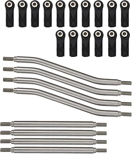 VGEBY Juego de 8 varillas de enlace de dirección RC, extremo de varilla de servo de dirección RC, varillaje de acero inoxidable, extremos de barra