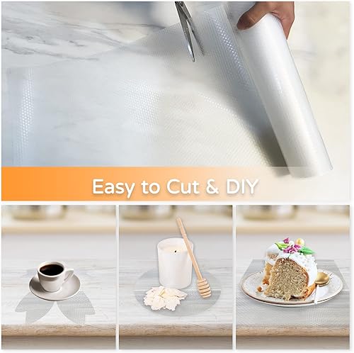 Miniatura 5 de Revestimiento de gabinete impermeable de 12 pulgadas x 20 pies x 2 rollos no adhesivo duradero fuerte agarre forro lavable forro cajón nevera fácil