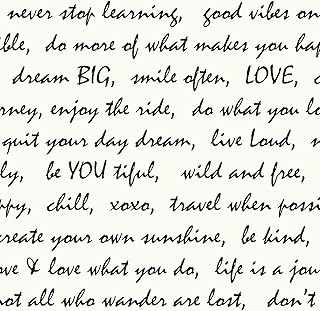 RoomMates RMK9005WP Black Dream Big Script Peel and Stick Wallpaper 20.5...