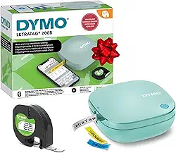 DYMO LetraTag 200B Rotulador Bluetooth | Impressora de etiquetas compacta | Conecta através da tecnologia sem fio Bluetooth para iOS e Android | Inclui 1 fita adesiva de papel branco | Daydream Blue