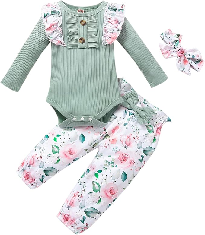 Amazon Co Jp ベビー服 女の子 ロンパース 新生児 服 肌着 秋 冬 長袖 無地 トップス 前開き 長ズボン セットアップ キッズ ロングパンツ 赤ちゃん 上下セット 可愛い 子供 ルームウェア おしゃれ パジャマ ベビー 柔らかい ガールズ 花柄 ヘアバンド 服 ファッション小物