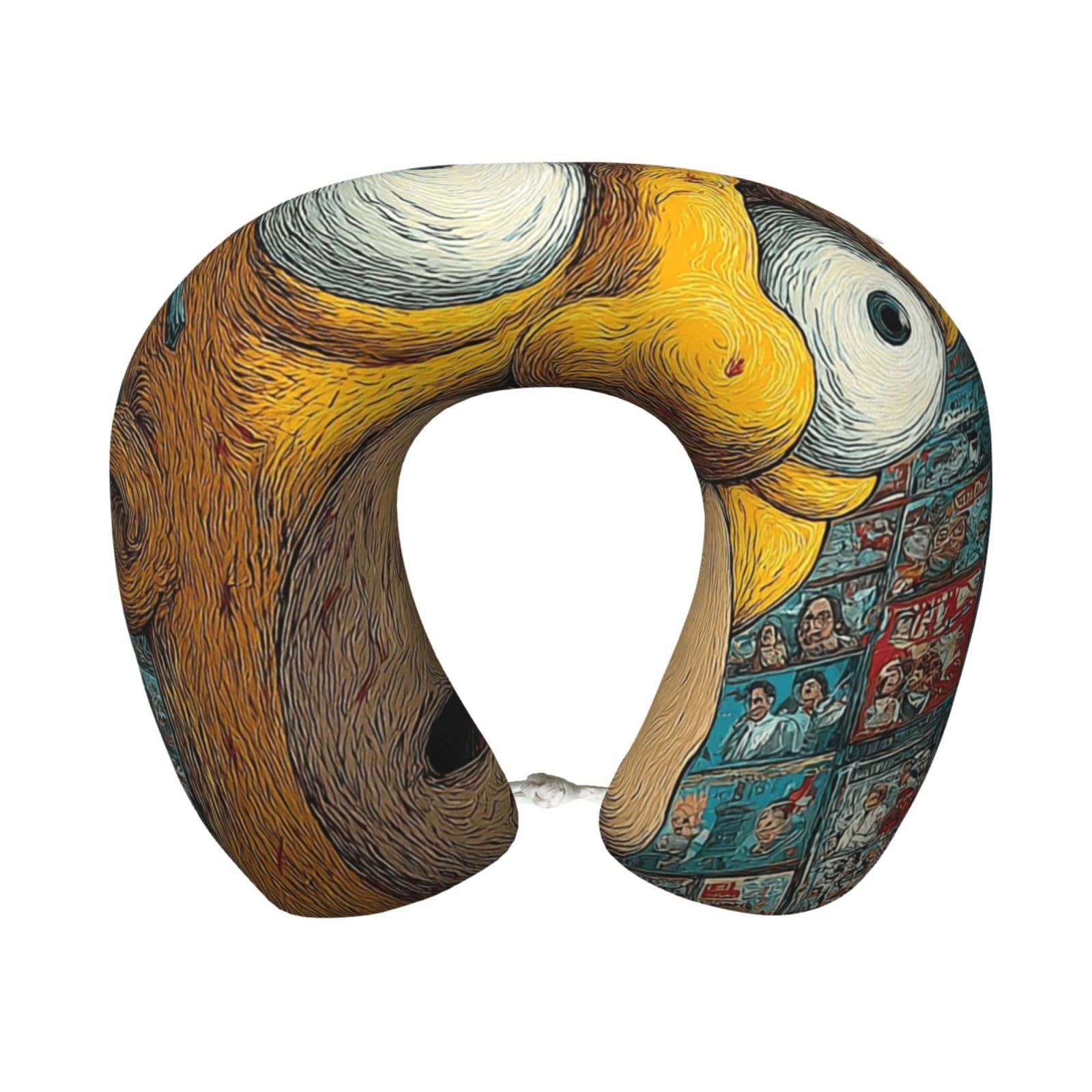 Neck Pillow Memory Foam Contour Pillow Simpsons Travel Pillow for Sleeping Comfortable U Shape Pillows for Traveling Car Headrest Home Office Fits Most Neck Sizes