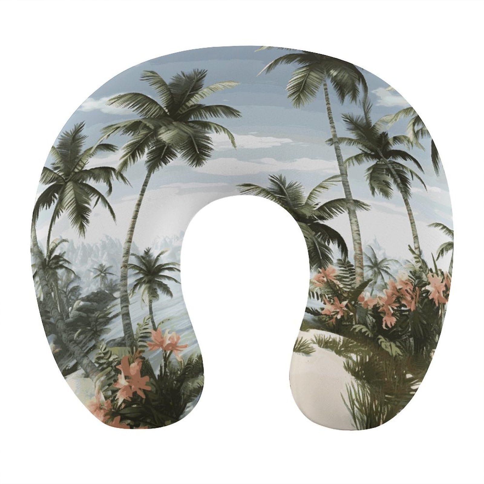 VstaDank Tropical Palm Trees Neck Pillow Memory Foam Sleeping U Shaped Pillows Cooling Travel Head Support Pillows Super Lightweight Portable Airplane Pillow for Car Office Rest