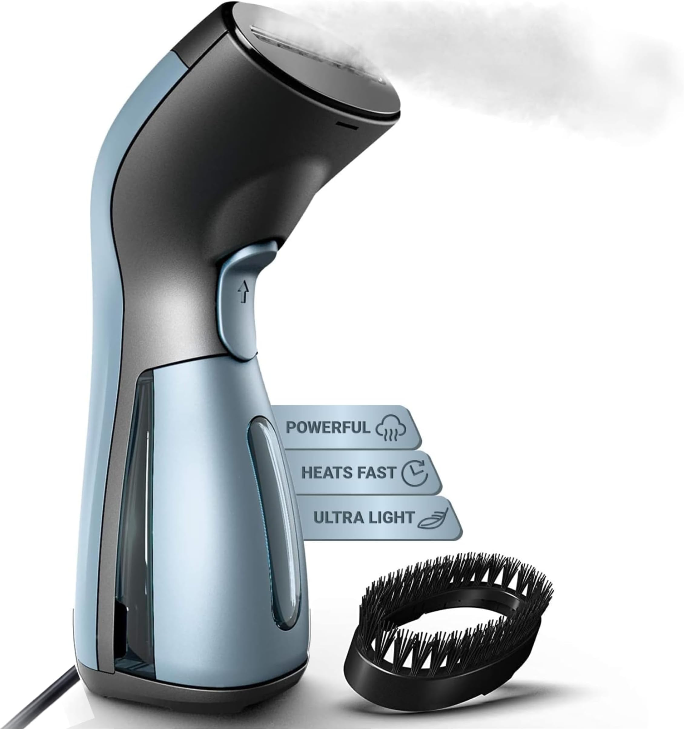 iSteam Steamer for Clothes [New Technology] Powerful Dry Steam. Multi-Task: Fabric Wrinkle Remover- Clean- Refresh. Handheld Clothing Accessory. for All Kind of Garments. Home/Travel (Blue)