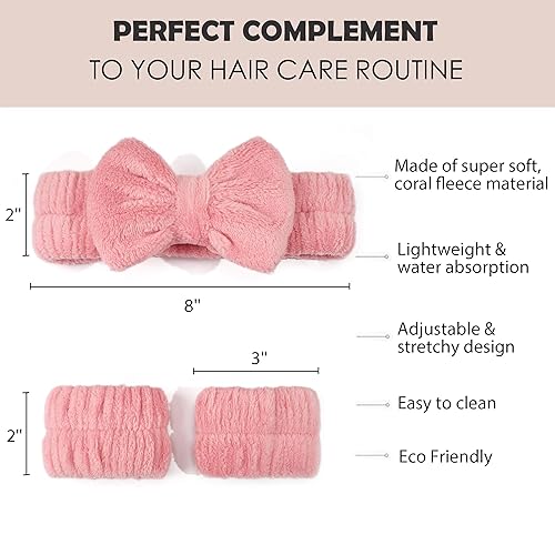 Miniatura 2 de Ayesha Juego de diadema y pulsera de spa para el cuidado de la piel, lavado de cara, diadema de maquillaje, muñequeras para cuidado de la piel