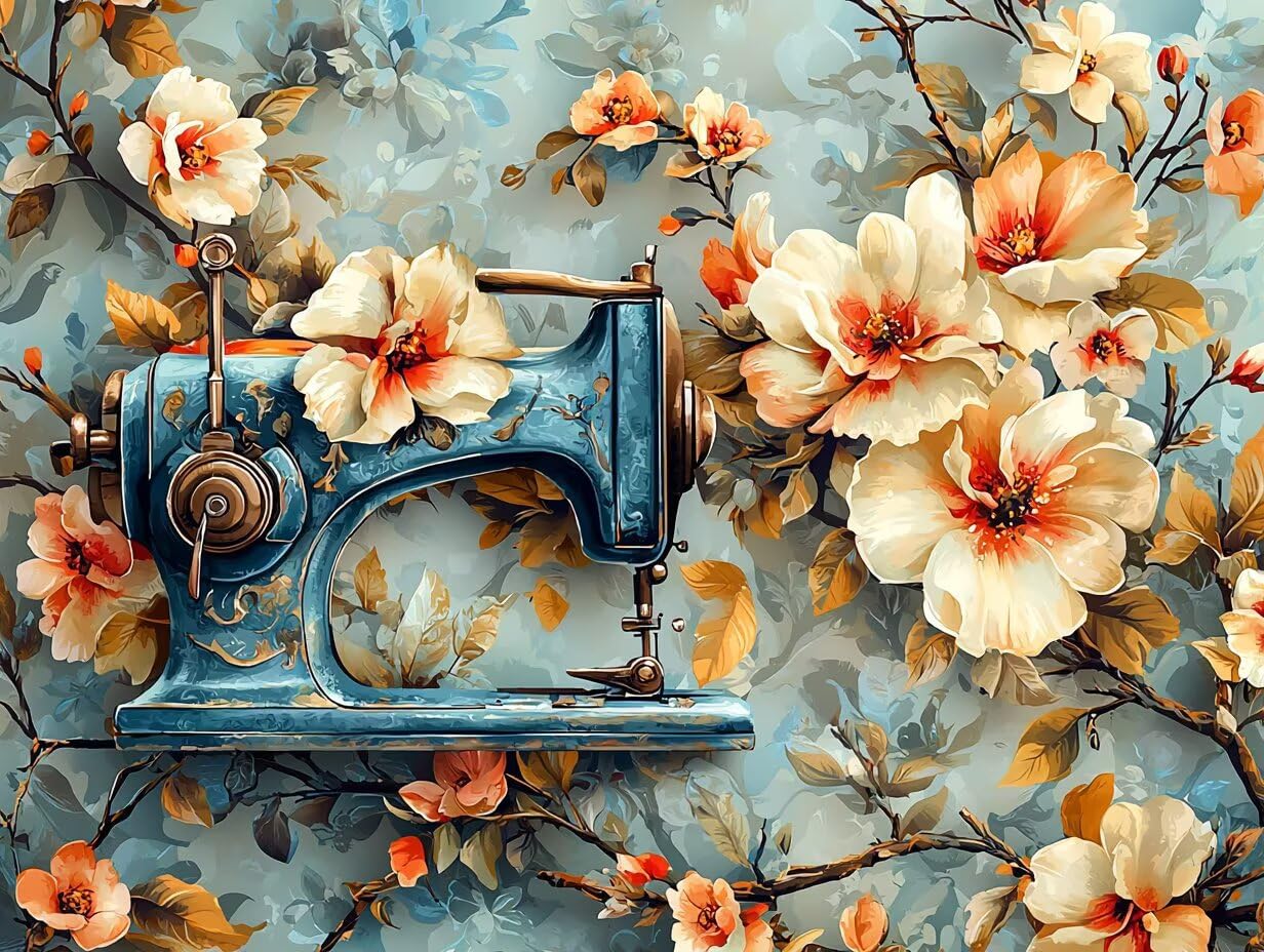 Peinture Diamant Fleur, 5D Machine à Coudre Diamond Painting 90x70cm T0-984