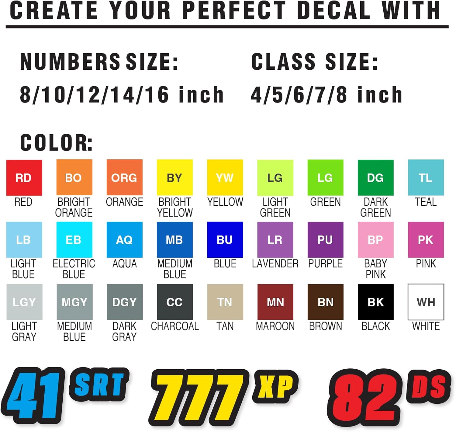 MC MOTOPARTS Cutomize Autocross Vehicle Numbers & Class Letters Magnet 8 10 12 14 16 inch | Magnetic | for Car Racing Track Day Race |Simple Black Style