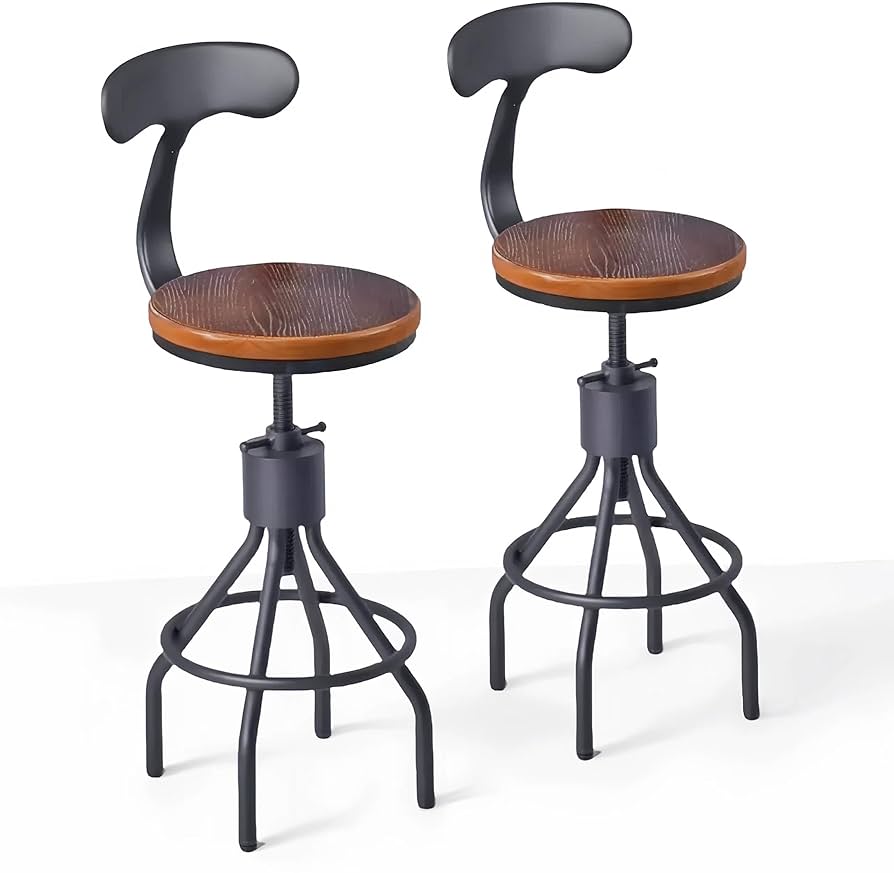 Amazon｜2個セット インダストリアルバースツール 背もたれ付き