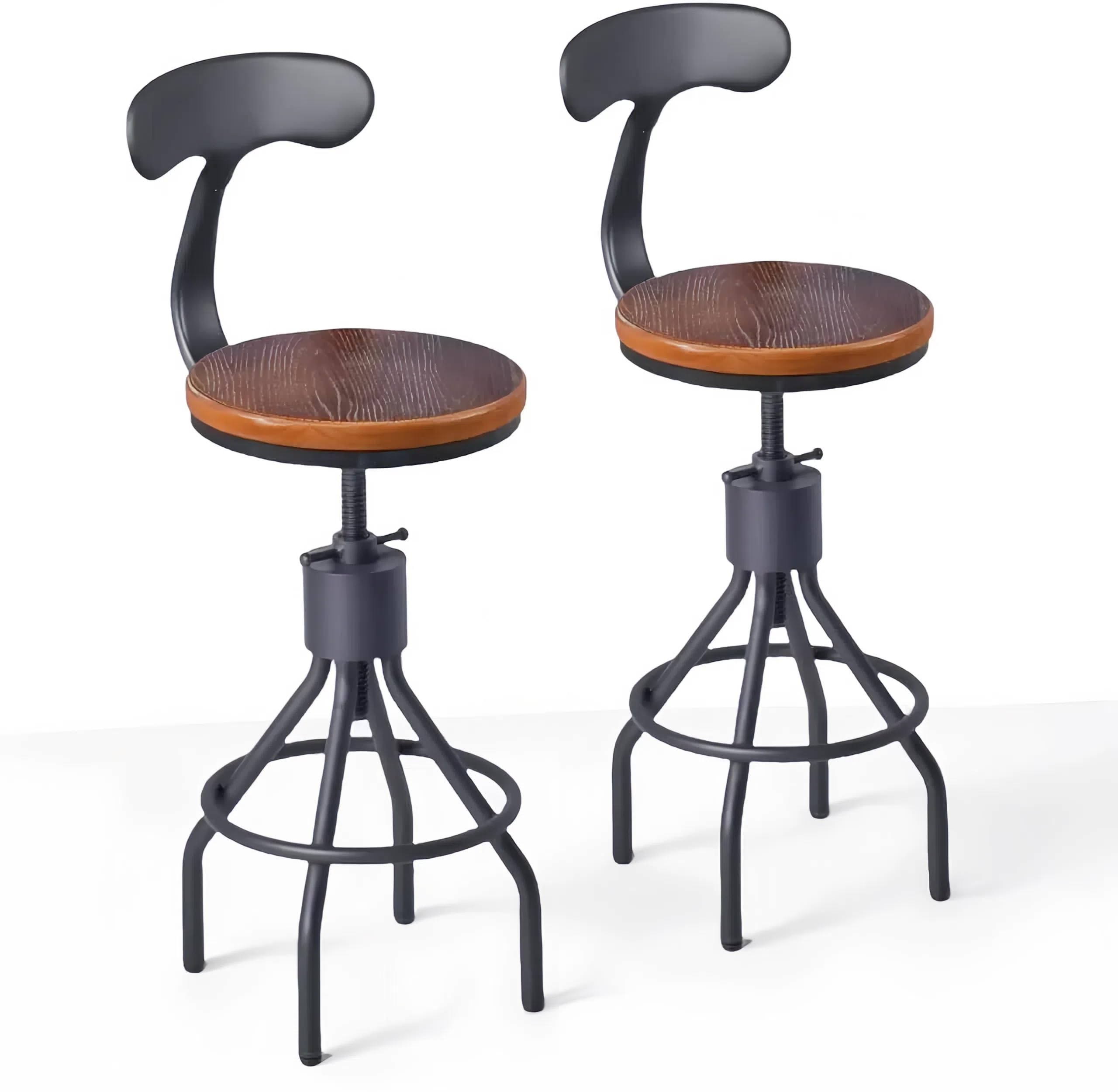 Amazon｜2個セット インダストリアルバースツール 背もたれ付き 23