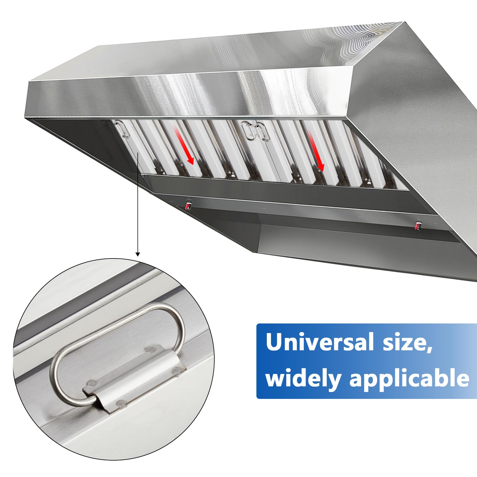 Filtros de campana comercial de 19.5 x 15.5 x 1.9 pulgadas, acero inoxidable 430 con 3 ranuras, filtros de campana extractora para campanas de escape de cocina de restaurante, paquete de 6