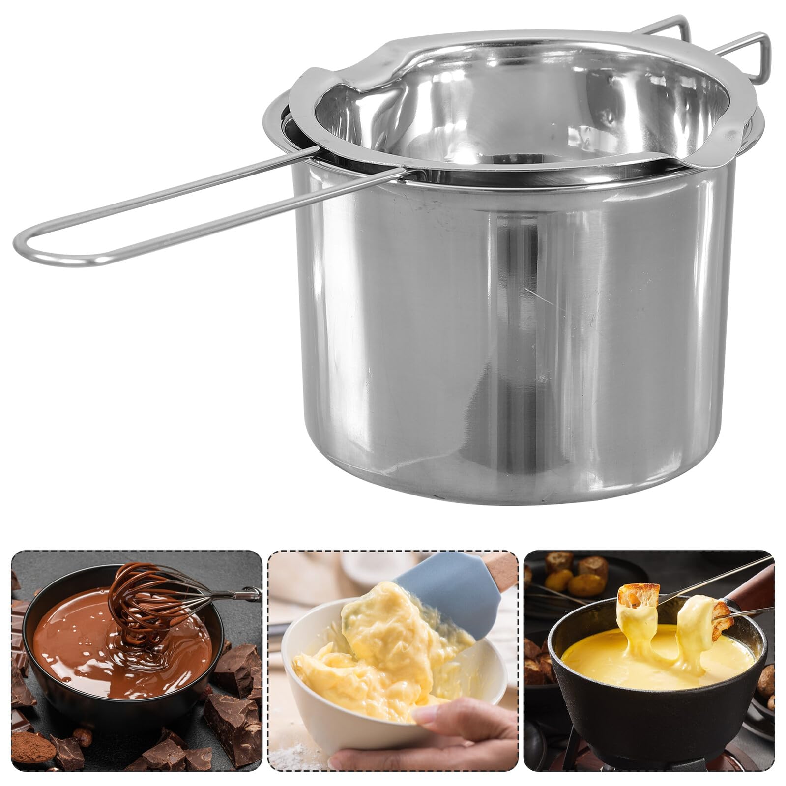 jojofuny Olla Doble de Acero Inoxidable para Estufa Cazo para Fundir Mantequilla y Queso Cuenco para Baño María de Resistente y Portátil para Repostería y Cocina