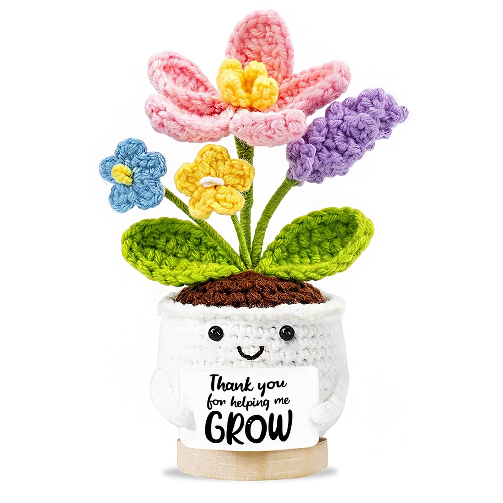 Thank You Teacher Gift for Women Emotional Support Crochet Flower Thank You for Helping Me Grow Christmas,Retirement,Appreciation,End of Year Best Teacher Gifts for School Nursery Head Teachers