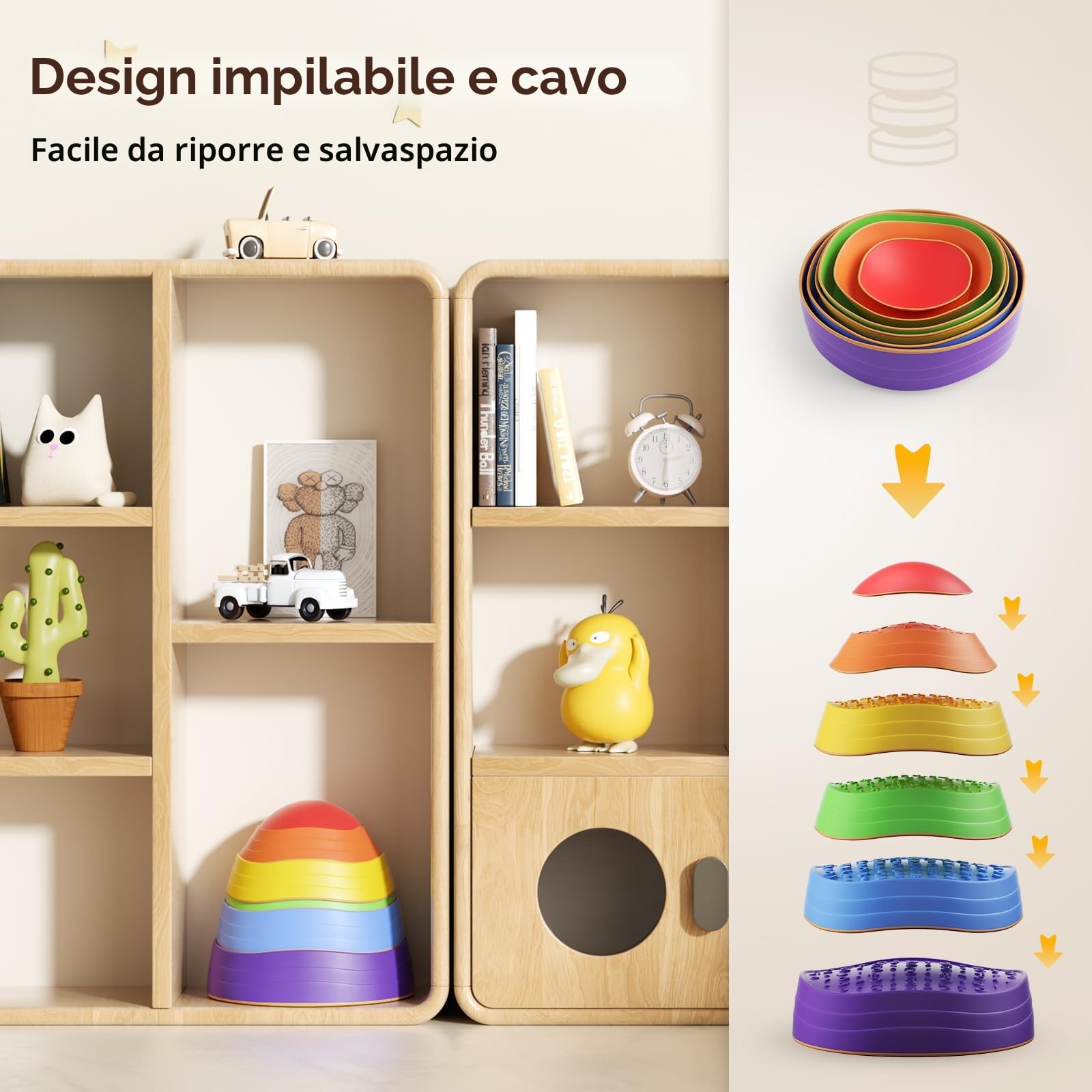 6pcs balance board bambini equilibrio pietre impilamento bambini gioco pietre promuove la coordinazione equilibrio per interni ed esterni percorsi ad ostacoli, giocattoli sensoriali