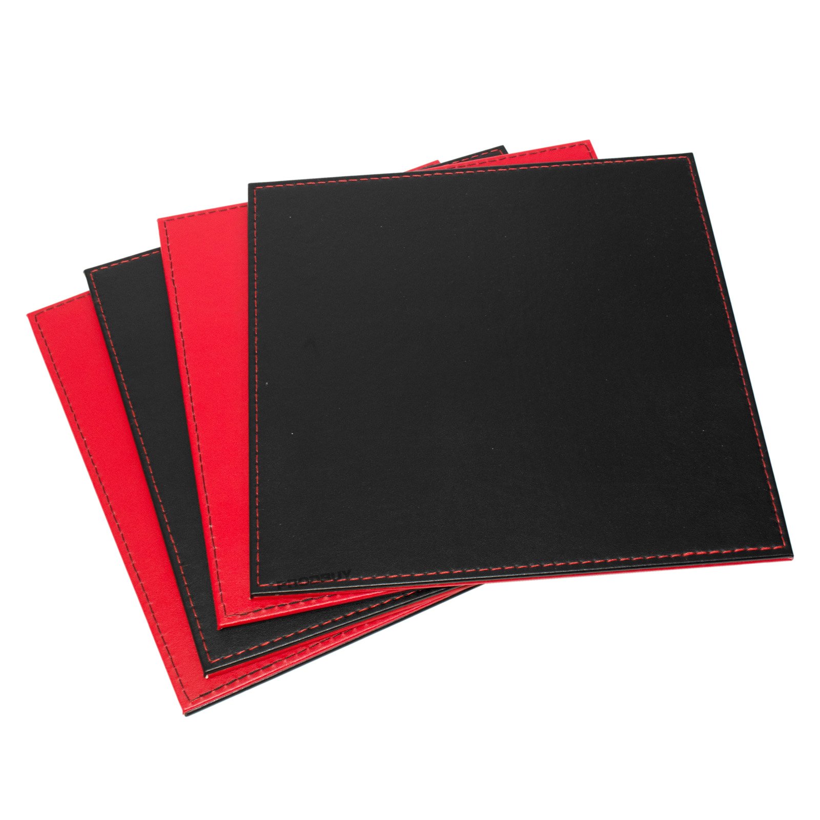 Set of 8 Reversible Black & Red Faux Leather Placemats